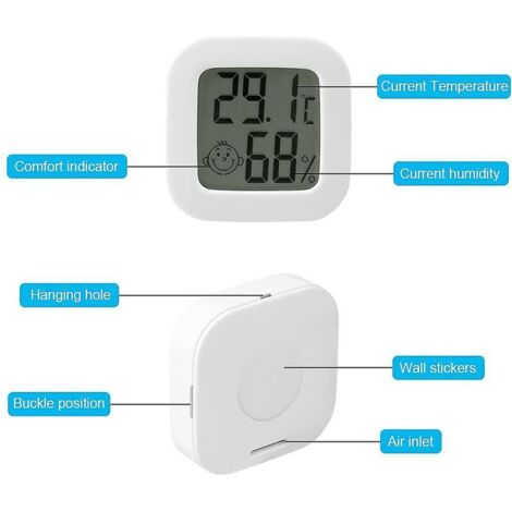 2 Thermomètres-hygromètres Mini Numériques - Mesure Température (-50°C à 70°C) Et Humidité - Pour Chambre, Bureau, Terrarium