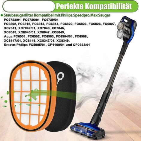Filtre Moteur Pour Aspirateur Philips SpeedPro Max - Kit 2 Filtres (pré-moteur + Protection) - Neuf