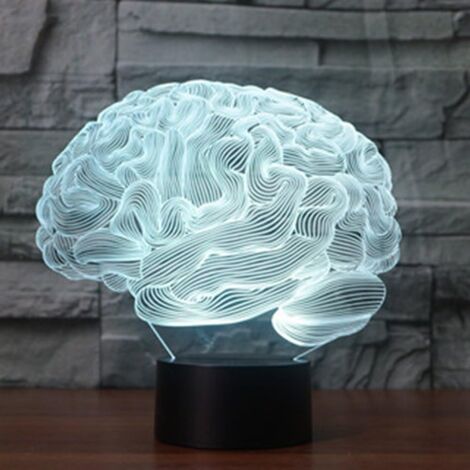 Illusion 3D Cerveau LED Lampe Art Déco Lampe Lumières LED Décoration Lampes Télécommande 7/16 Couleurs Change Veilleuse Alimenté par USB Enfants Cadeau Anniversaire Noël Cadeaux