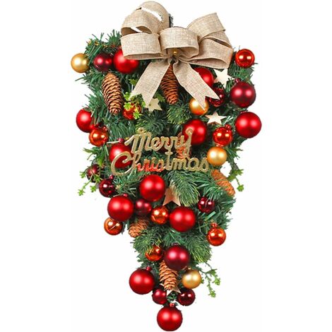 18,5 pouces Guirlande de Noël Porte d'entrée Tenture murale Ornements de Noël Artificielle Porte en forme de larme Swag, Bonbons de Noël à l'envers Arbre Décoration de Noël à suspendre, Intérieur et e (1/5)