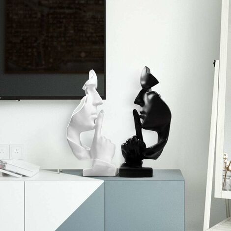 Statue 'Le Silence Est D'or' - Sculpture Résine Noire Pour Bureau Ou Salon - Décoration Inspirante