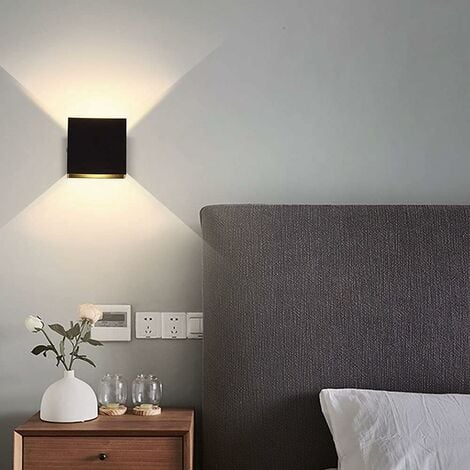 Pièce Applique Murale LED Moderne en Aluminuim Applique Murale Carrée Noire 10 x 10 x 5 cm Imperméable Convenant à l’Intérieur ou à l’Extérieur pour le Mur de Sallon Chambre Allée Jardin