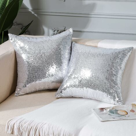 Coussin blanc brillant 40x40 luxe