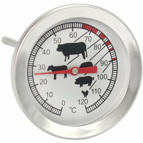 Contrôle Température Thermomètre à Viande Relaxdays Analogique - Sonde Inox 20cm Pour Four Et Grill - Cuisson Précise Thermomètre Grill Four