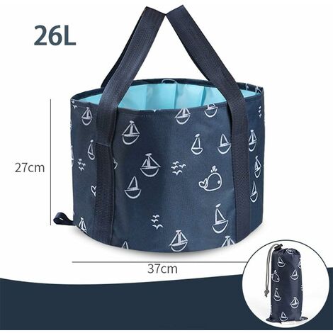 Bassin Pliant 8.5L Seau De Pêche Étanche Avec Sac De Rangement - Idéal Camping, Pique-nique, Plage Et Randonnée