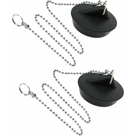 Bouchons Vidange Lavabo 4 Pièces - Silicone - Noir Et Gris - Universel