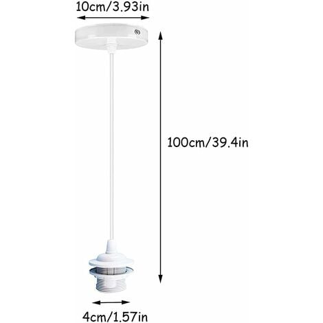 Pièces E27 Douille de Lampe, Porte Lampe Suspension Pendentif Lampes Suspendues Accessoires Avec 1m Câble, Support de Lampe E27 avec Câble pour Bar, Café, Maison