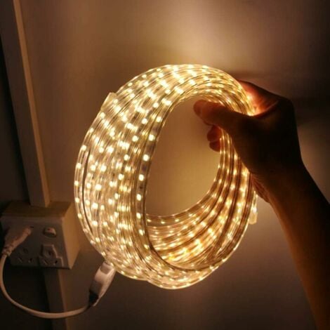 Ruban à LED, Bande LED Etanche, Lumineux Bandeau Led 220v, 5050 IP65 Etanche Bande Strip Led, Blanc chaud (6m)