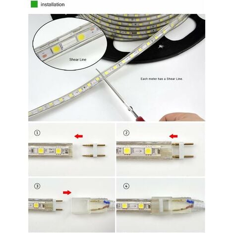 Ruban à LED, Bande LED Etanche, Lumineux Bandeau Led 220v, 5050 IP65 Etanche Bande Strip Led, Blanc chaud (6m)