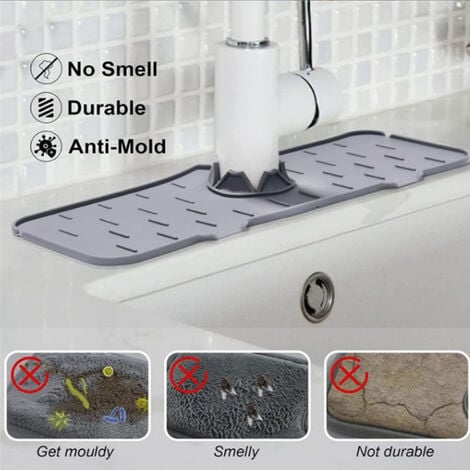 Poignée de robinet en silicone, bac anti-éclaboussures pour évier de robinet, protection contre les éclaboussures pour cuisine, salle de bain, tapis d'évier, tapis de séchage pour vaisselle, porte-épo