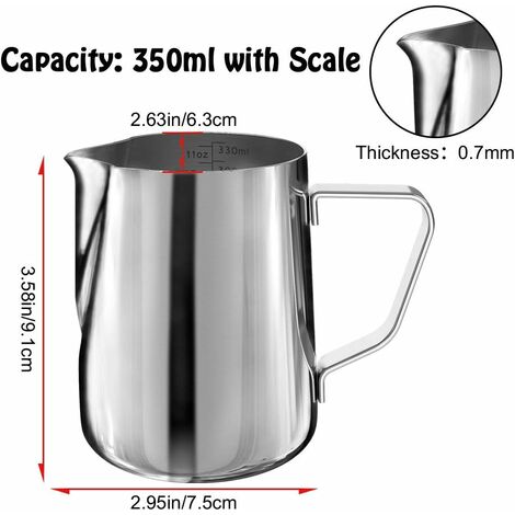 Pichet à Lait En Acier Inoxydable 1000ml Feegow - Pour Mousse à Lait Parfaite, Cappuccino, Latte - Compatible Machine à Café Et Usage Barista Maison - 3