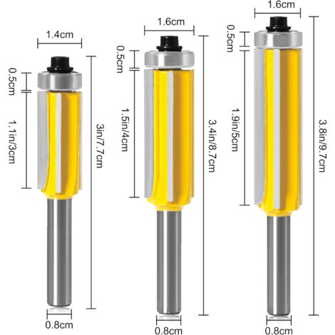 LEONTOOL Lot De 4 Fraises à Défoncer De 6,35 Mm Avec Tige Supérieure De 6,35 Mm - Outil De Fraisage Du Bois Pour Couper Les Bordures D'étagère, Le Placage Ou Les Stratifiés