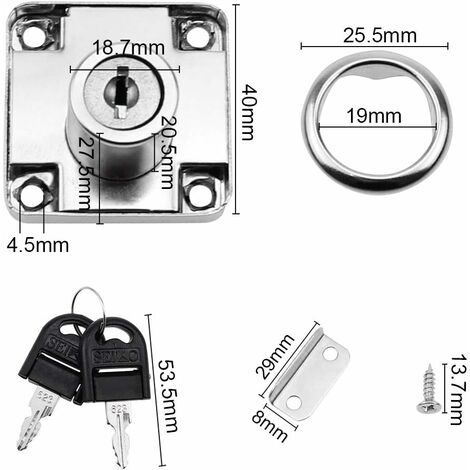 2 Pièces Serrure de Tiroir de Bureau, Serrure de Tiroir de Came, Serrure à  Came, pour