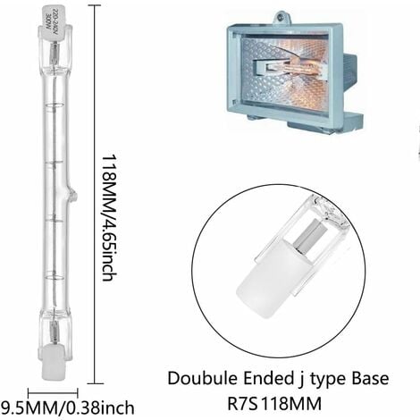 Tube halogène HaloLine base R7S lampe tube halogène T3 230V 300 watts 118 mm blanc chaud