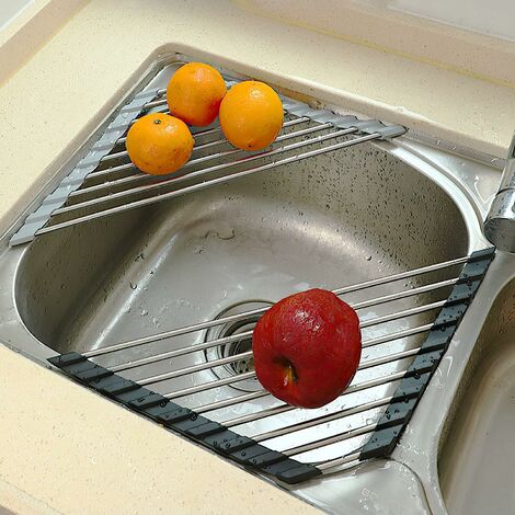 Égouttoir à Vaisselle Triangulaire Pour évier D’angle – Pliable, En Inox, Gain De Place Et Multifonction - 10