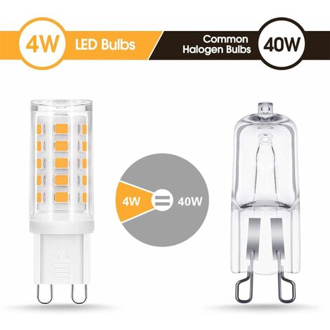 Ampoules Led G9, 4W équivalent à 40 W Culot halogène 400 lm, Blanc Chaud 3000K, Angle de rotation à 360 °, Not Dimmable, pour Ceiling Lighting,Kitchen,6 Pack [Classe énergétique F]