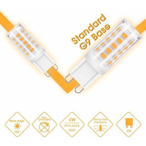 Ampoules Led G9, 4W équivalent à 40 W Culot halogène 400 lm, Blanc Chaud 3000K, Angle de rotation à 360 °, Not Dimmable, pour Ceiling Lighting,Kitchen,6 Pack [Classe énergétique F]