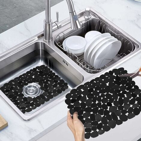 Protecteur d'évier de cuisine pour le fond, évier de bol en acier  inoxydable ou en porcelaine, silicone gris antidérapant résistant à la  chaleur