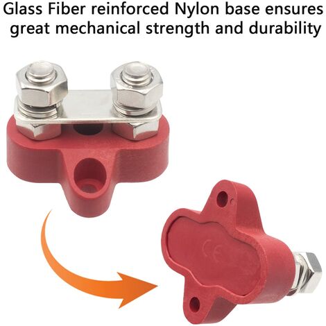 Bloc De Jonction De Batterie Isolé - Lot De 2 Pièces - Bornes 5/16" Et Mise à La Terre - Nylon Et Acier Inox - 12V