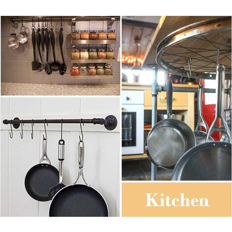 10 Crochets En S En Acier Inoxydable - Support Mural Pour Casseroles, Charge 13,6 Kg