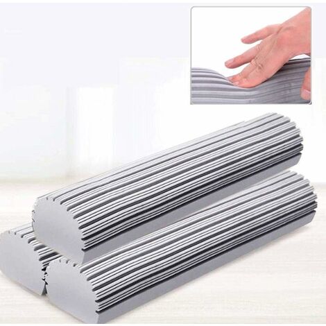 Recharges de Tête de Vadrouille Éponge Absorbante,Tête de Serpillère,Tampons de Balai -Pack de 3 Tampons Éponge de Rechange Mop Gris