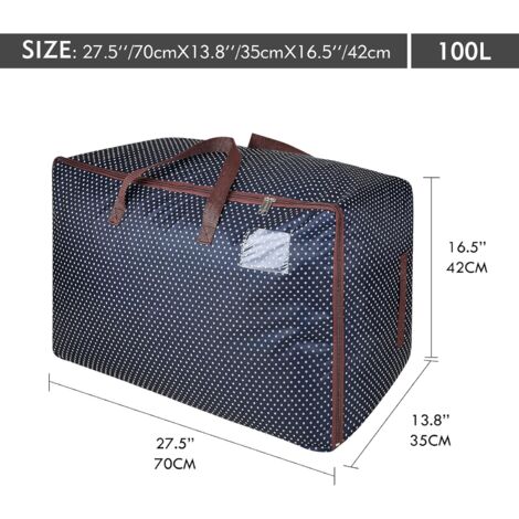 100L Sacs pour vêtements, épais surdimensionnée Organiseur Sac de rangement, Sac de Voyage (Bleu)