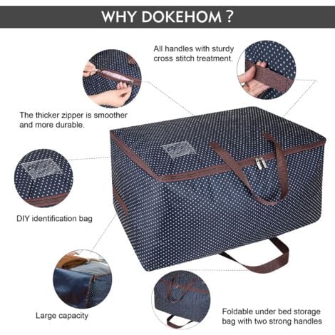 100L Sacs pour vêtements, épais surdimensionnée Organiseur Sac de rangement, Sac de Voyage (Bleu)