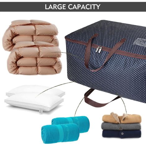 100L Sacs pour vêtements, épais surdimensionnée Organiseur Sac de rangement, Sac de Voyage (Bleu)