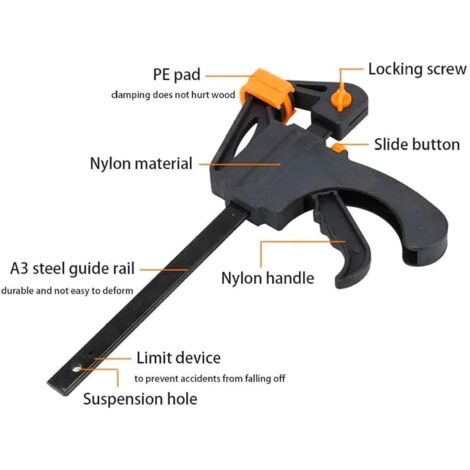 Lot De 2 Mini Pinces à Cliquet à Dégagement Rapide H/D 150 Mm