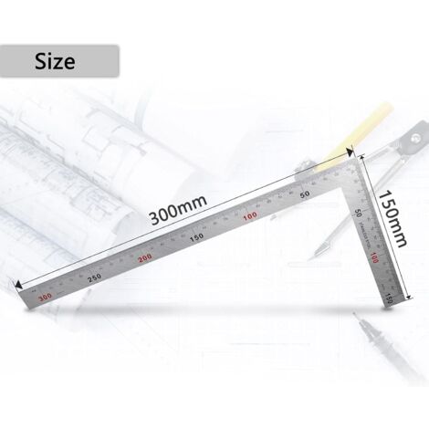 Équerre De Menuisier 150x100mm En Aluminium - Preciva - Bloc Règle Précision Avec Échelle Laser Pour Atelier