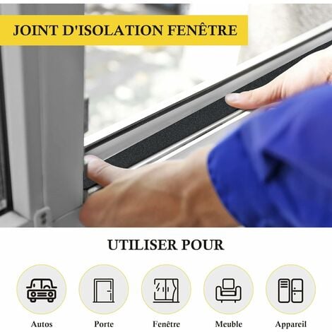 Joint Isolation Fenêtre en Mousse Adhésif, Joint Porte Entrée en Caoutchouc  Antioxydant, 6mm X 3mm,15M