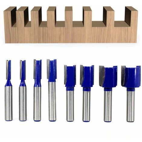 TOTOWOOD Plus Ensemble De Fraises à Défoncer Droites à Double Cannelure, Tige De 6,35 Mm, Diamètre De Coupe En 0,6 Cm, 5/16", 3/8", 1/2" Avec Fraises