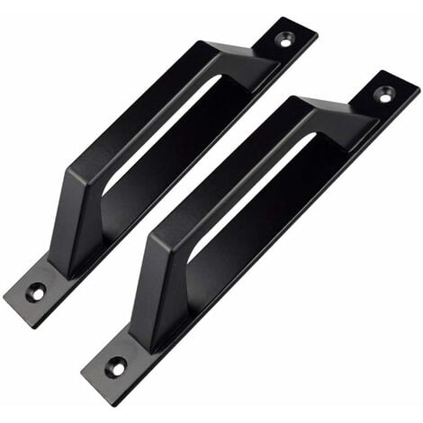 Lot de 2 poignées de porte en forme de D pour porte de jardin en bois Noir 200 mm
