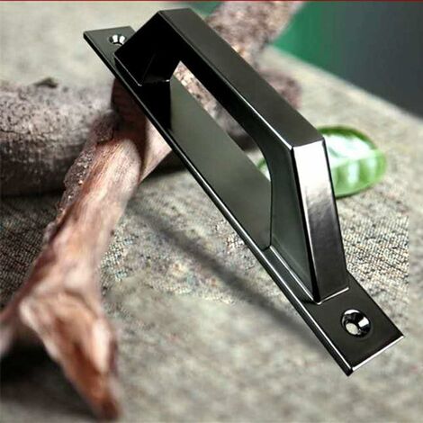 Lot de 2 poignées de porte en forme de D pour porte de jardin en bois Noir 200 mm