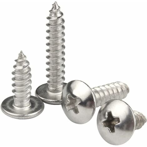 M4 x 25mm 40 Pcs Tête ronde Vis à bois 304 Acier inoxydable Vis cruciformes Tête de Champignon Vis autotaraudeuses Fixations