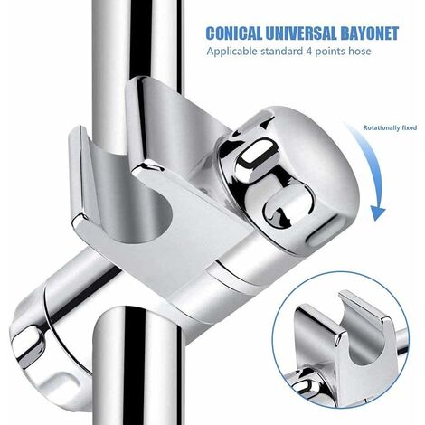 Support Pommeau De Douche Réglable – Pour Barre Ronde 19–25 Mm – ABS Chromé, Installation Facile Sans Perçage