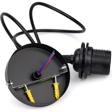 Monture Suspension Cable Suspension Luminaire E27 Porte Lampe Suspension Suspendue Accessoires avec 1m Câble pour Bar Café Magasin de Vêtements Maison Hôtel (Noir)
