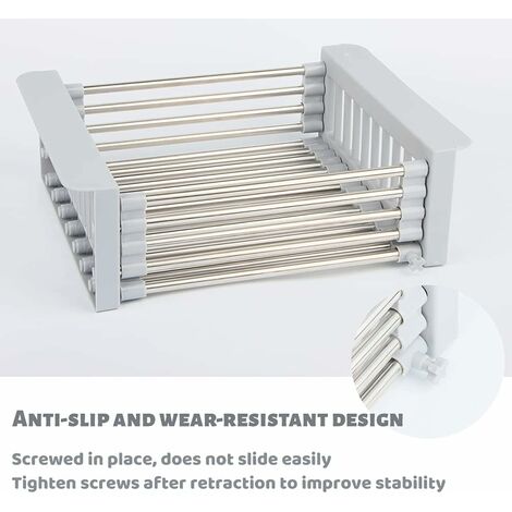 Égouttoir Télescopique En Acier Inoxydable Pour évier - 43x40 Cm - Roulable, Gain De Place, Multifonction