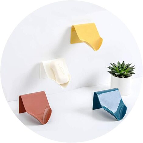 Porte-savon Adhésif Sans Perçage - Bac De Vidange, étanche - Pour Salle De Bain, Cuisine, Douche - Blanc