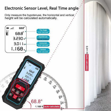 Télémètre Laser Mileseey 40m – Mesure électronique Avec Niveau à Bulle – Neuf