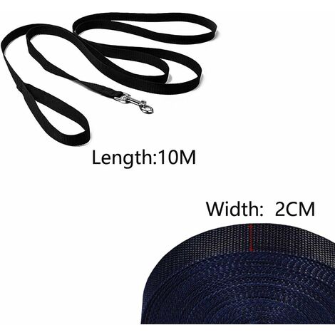 Longe pour Chien 5m/ 10m / 15m Noir, Laisse de Dressage pour Chien, Laisse Longue pour Chien de Petites à Grandes Taille