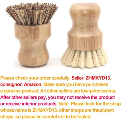 Lot 3 Brosse Vaisselle Bambou Eco - Brosses Nettoyage Naturelles Poils Durs Pour Vaisselle, Casseroles Et Éviers