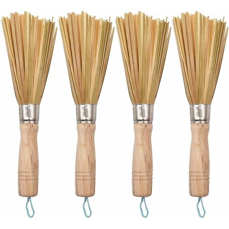 Kit De 3 Brosses à Vaisselle En Bambou – Écologiques, Poils Naturels, Idéal Pour Nettoyer Casseroles, Poêles Et éviers