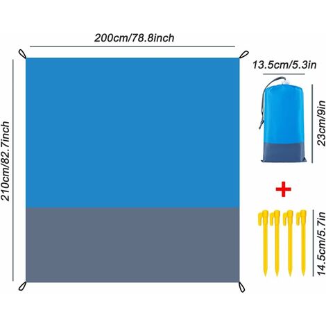 XiLayNeen Tapis de Plage Anti Sable 210 x 200 cm,Ultra Légère Couverture de Plage Anti-Sable avec 4 Piquets,Grande Serviette de Plages XXL Impermeable pour Picnic,Camping,Voyage,Parc XiLayNeen Tapis de Plage Anti Sable 210 x 200 cm,Ultra Légère Couverture de Plage Anti-Sable avec 4 Piquets,Grande Serviette de Plages XXL Impermeable pour Picnic,Camping,Voyage,Parc