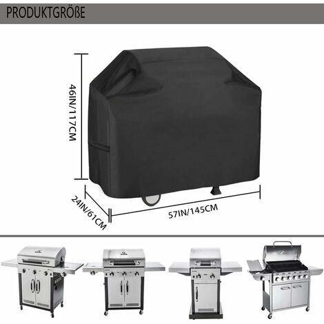 EZILIF Housse de barbecue résistante aux intempéries - 165 x 70 x 125 cm - En tissu Oxford - Avec bandes réfléchissantes - Pour Weber, Enders, Char Broil