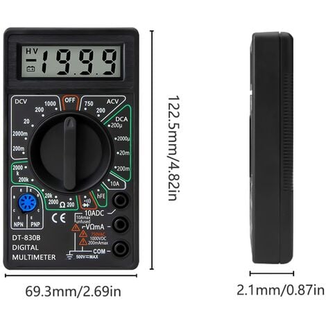 Multimètre Numérique LCD, Haute Qualité Voltmètre Ampèremètre Ohmmètre,  Portable Digital Testeur Electrique Mesure Tension Courant Continuité