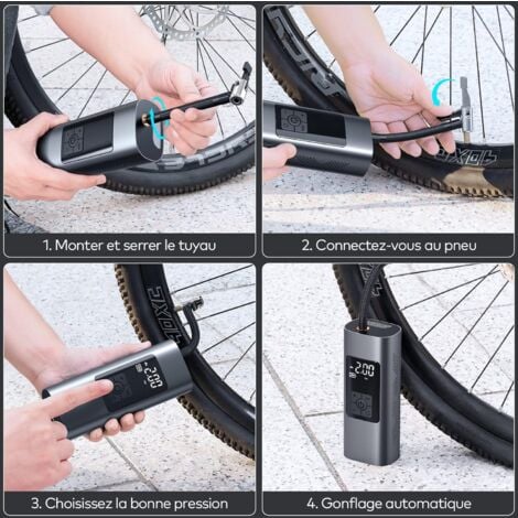 6000mAh Mini Pompe à Air Électrique, Compresseur à Air Portatif Gonfleur Pneus sans Fil 150PSI avec écran LCD Numérique, Pompe a Velo Electrique avec Lampe LED pour Moto Trotinette, Voiture