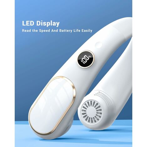 Ventilateur De Cou Portable Rechargeable - 5 Vitesses, écran LED, Léger Et Pliable - Idéal Bureau, Extérieur, Voyage