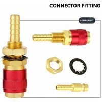2 Connecteurs Gaz 6mm Pour Soudage TIG - Laiton - Bleu Et Rouge - Raccords Refroidis à Air