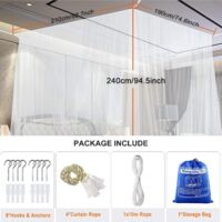Moustiquaire De Lit Double Zehan - Blanc - Anti-Moustiques - Facile à Installer - Pour Chambre Et Extérieur